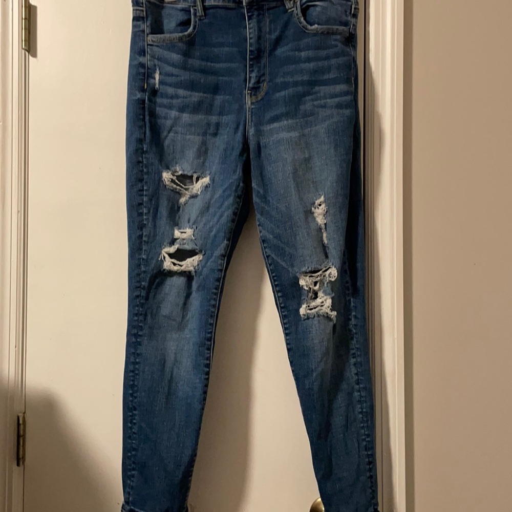 AE distressed super hi-rise jegging